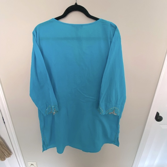 Dalia Turquoise Blue Beach Cover/ Tunic - Picture 5 of 6